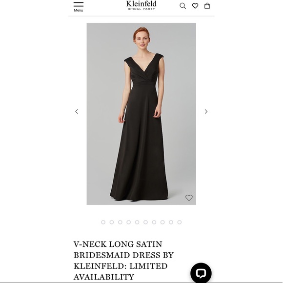 V-Neck Long Satin Bridesmaid Dress by Kleinfeld - Picture 2 of 4